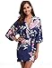 Aibrou Kimono Mujer Novia Bata Corto Sexy y Elegante con Pavo & Flores Pijamas Albornozes Camison Mujer Suave,Cómodo,Sedoso y Agradable