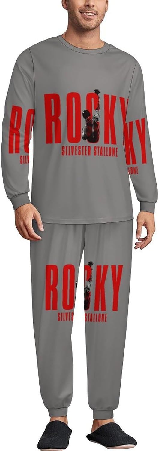[ベンマメ] パジャマ 上下セット メンズ ロッキー・ザ・ファイナル 長袖長パンツルームウェア 長袖Tシャツ