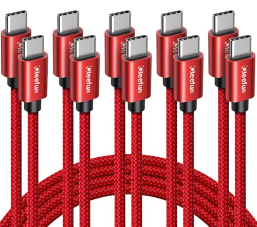 Image of CLEEFUN USB C to USB C Cable 6ft, 5-Pack C to C Cable Fast Charging 60W | Type C Charger for iPhone 17 16 15 Pro Max /Plus, Samsung Galaxy S26 S25 S24 Ultra, iPad /MacBook USBC to USBC Cord