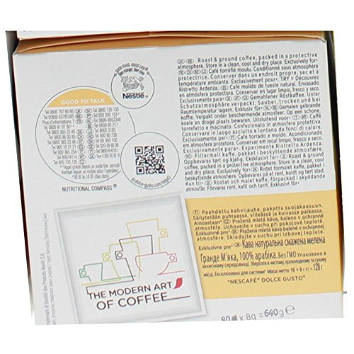 80 x Nescafé Dolce Gusto Grande Mild, Cápsulas de Café Suave, Paquete Grande - Imagen 5