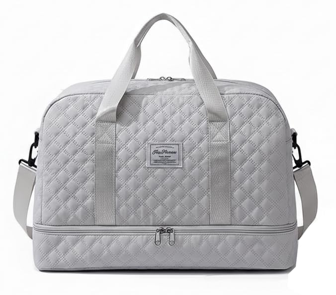 Image of WILDHORN 37 litres Nylon Travel Duffle Bag for Men & Women | 49 cm Weekender Gym Bag with Back Zipper Pocket & Trolley Strap | Overnight Cabin Luggage Shoulder Bag (Grey)