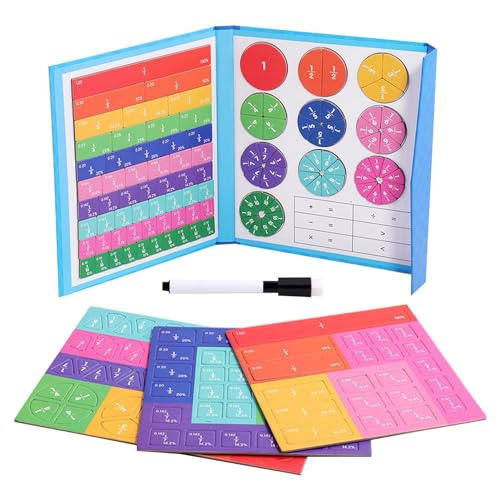 Puzzle con frazioni di libri magnetici, Puzzle con frazioni magnetiche | Set di tessere per frazioni educative matematiche,Attività di apprendimento delle frazioni per bambini Strumenti didattici per