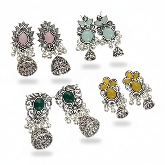 EiVAA Traditional & Designer Alloy Jhumki Earrings for Women & Girls | Lightweight Daily Use Earrings | Ethnic Stylish Jewelry for Casual, Festive & Wedding Outfits |…