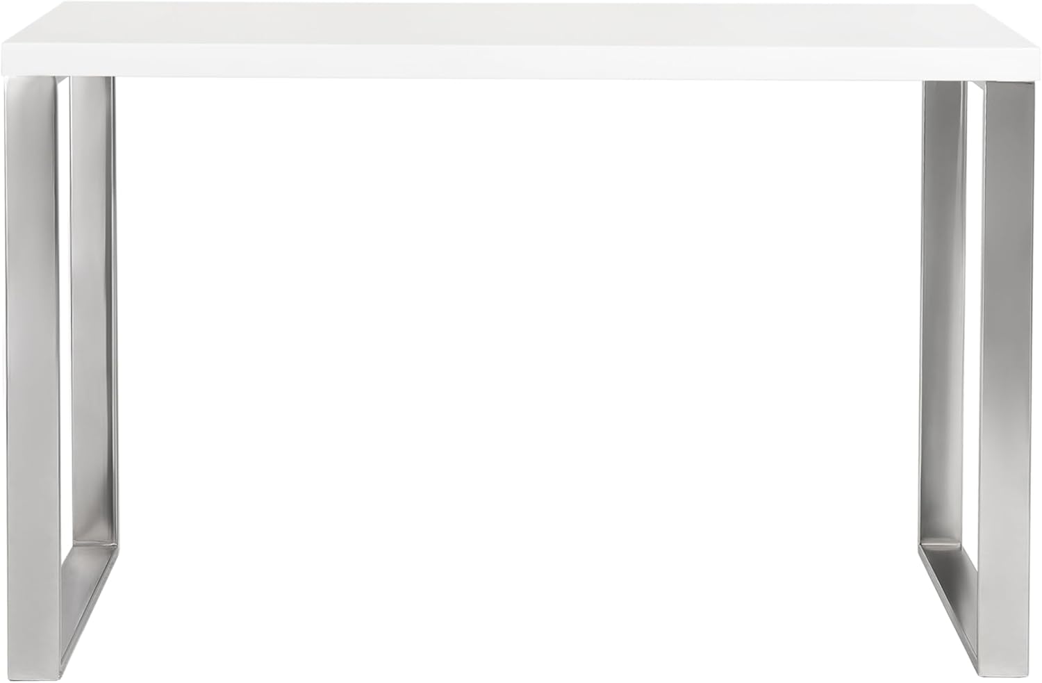 Euro Style Dillon 47" Home Office Writing Gaming Desk | Modern Industrial Elegance | Glossy Wood Finish | Professional-Grade Construction for Daily Use | White with Polished Stainless Legs