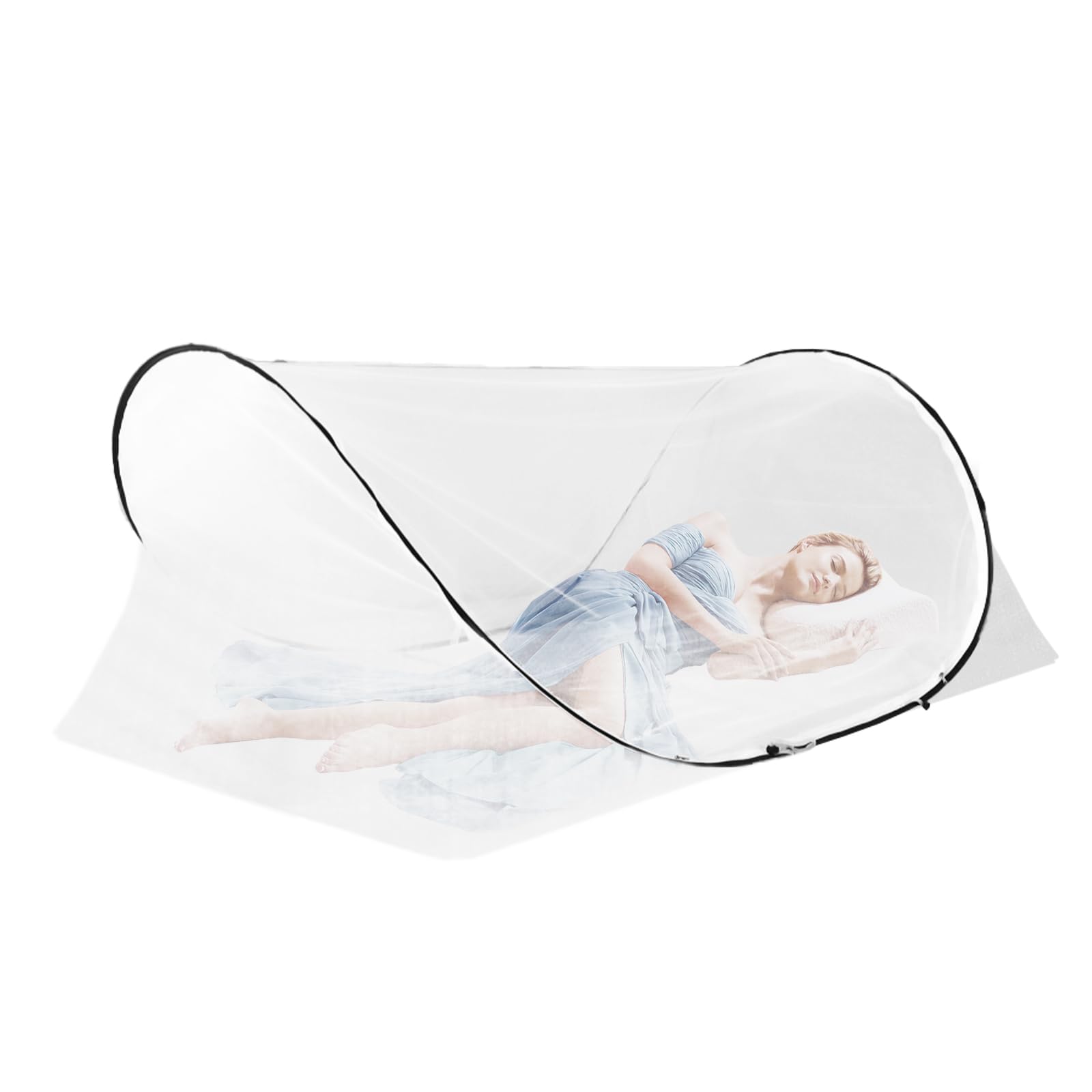 BigKing Mosquitera de viaje, ajustable, emergente mosquitera, portátil, plegable, para cama individual con cremallera, perfecta para dormitorios, viajes o camping
