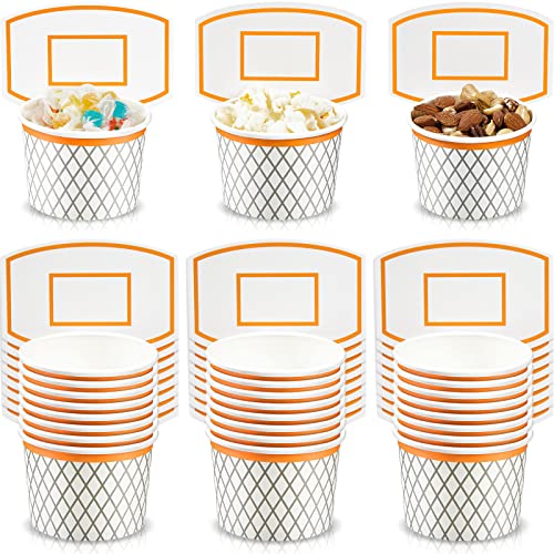 Basketball Hoop Snack Cups Basketball Party Decorations Paper Party Supplies Kids Paper Snack Cups Disposable Treat Food Bowls for Ball Themed Birthday Favors(24 Pieces)