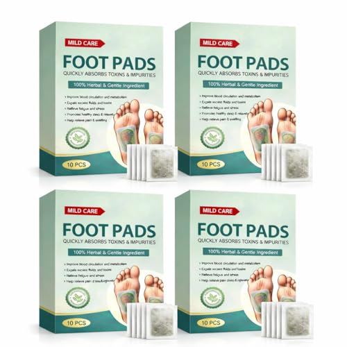 Image of (40 Pieces) Detox Foot Pads, (PACK OF 4), Natural Ingredients for Sleep AidPain Relief, Toxin Removal with Bamboo Vinegar and Acupoint Micro-Massage Technology detox foot patch