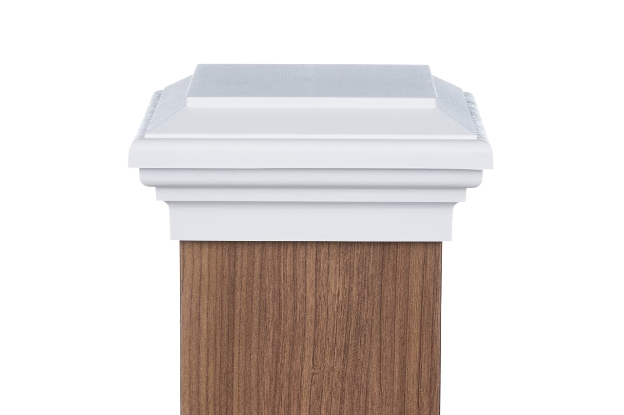 6x6 Post Caps (5.5") │ (Case of 14) White Flat Top Newell Style Square Top for Outdoor Fences, Mailboxes & Decks
