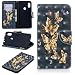 Produktbild Ostop Brieftasche Hülle für Xiaomi Redmi Note 6/Note 6 Pro,3D Niedlich Muster Leder Handyhülle Kartenfach Standfunktion Schutzhülle Magnetisch Flip Abdeckung,Gold Schmetterling Schwarz PU