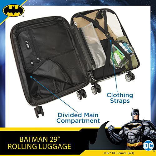FUL DC Comics Batman Rolling Luggage, Molded Hardshell Suitcase with Spinner Wheels, Black, 29 Inch4