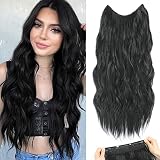 FENTISAR Halo Hair Extensions 20Inch Invisible Wire Hair Extensions with Transparent Wire Adjustable