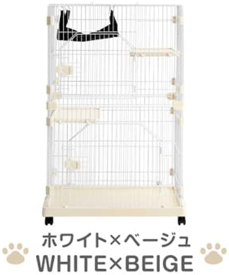【ホワイト】猫ケージ キャットケージ 2段 猫ゲージ 多段 脱走防止ペットケージ リコメン堂 キャットゲージ 大型 2段 コンパクト ホワイト