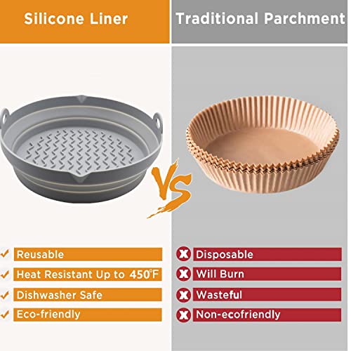 Silicone Air Fryer Liners, 8.1In Food Safe Air Fryer Silicone Liners For 4 To 7Qt, Reusable Round Air Fryer Baskets For Air Fryer, Oven, Microwave #TOP2