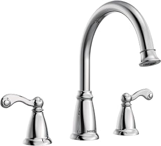 Moen T624 tradicional Bimando grifo de la ba era borde de voile con palanca de Metal mango,