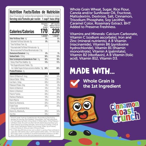 Image of Cinnamon Toast Crunch Breakfast Cereal, Giant Size, 27 oz | 16g Whole Grain, Good Source of Calcium, 12 Vitamins & Minerals, Great Snack Mix Base or Ice Cream Topping