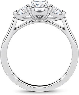 Blocaci Engagement Ring 1-3 CT Three Stone Moissanite Oval Cut Engagement Rings for Women 10k 14k 18k White Gold Rose Gold Yellow Gold Free Engraving