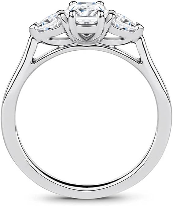 Blocaci Engagement Ring 1-3 CT Three Stone Moissanite Oval Cut Engagement Rings for Women 10k 14k 18k White Gold Rose Gold Yellow Gold Free Engraving
