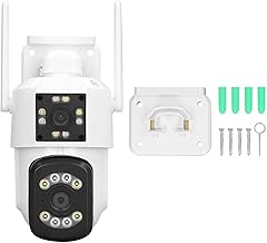 Hilitand Câmeras de segurança 3MP visão noturna áudio bidirecional sem fio WiFi ao ar livre câmera de vigilância 2 lentes de segurança PTZ IP Cam 320 90 graus câmera doméstica giratória