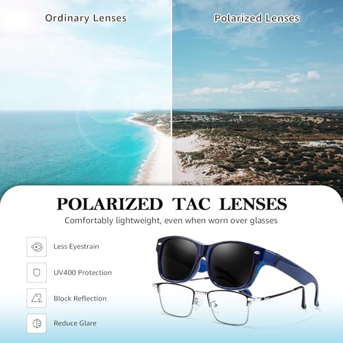 Image of TJUTR Polarized Fit Over Glasses Sunglasses for Men Women, Wrap Around UV400 Protection Sunglasses TS2611