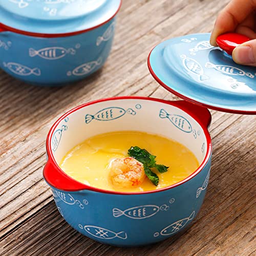 Gaolinci Underglaze Color Chawanmushi Bowl With Lid And Spoon, 8 Oz Steam Cooking Bowl #TOP2