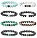 CASSIECA 8 Pezzi 8mm Bracciale Pietra Palline per Uomo Donna Occhio di Tigre Turchese Braccialetto Bianco Nero Pietre Bracciale Elastico Set