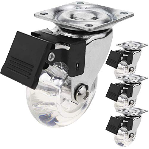 Preisvergleich Produktbild PrimeMatik - Lenkrollen Schwenkrollen Industriell Rad aus Polyurethan und PVC transparent mit Bremse 50mm 4-Pack
