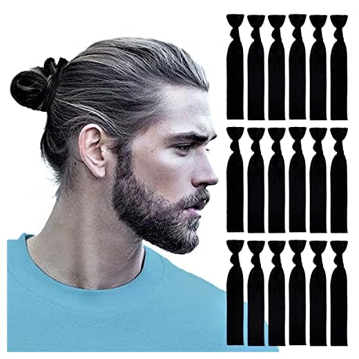 79STYLE 100pcs Black Fabric Hair Ties For Men Knotted Men Hair Ties For Men Buns No Damage No Breakage Ribbon Flat Hair Bands For Guys Long Men Hair Accessory (100pcs -Black)