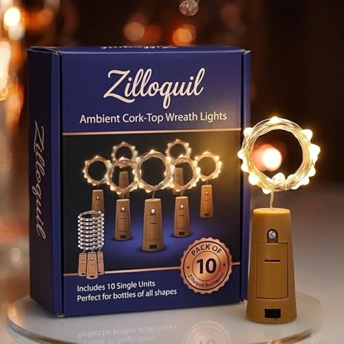 Image of Pack of 10 / 2Mtr / 20 LED's Battery Operated Wine Bottle Magic Fairy String /Strip Cork Light with Copper Wire for DIY Lights for Bottle, Indoor /Outdoor, Home Decoration (WW /Cork Light)