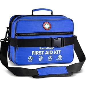 Professional 435 Pieces Large First Aid Kit – Includes Compressed Gauze – Compartments Emergency Medical Kit for Home, Camping, Backpacking, Travel, Boat, Car,Outdoors (Blue)