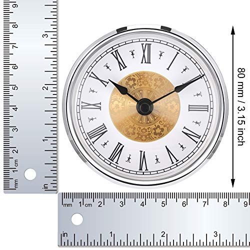 Hicarer 3-1/8 Inch (80 Mm) Clock Insert With Roman Numeral, Quartz Movement, Silver Trim #TOP2