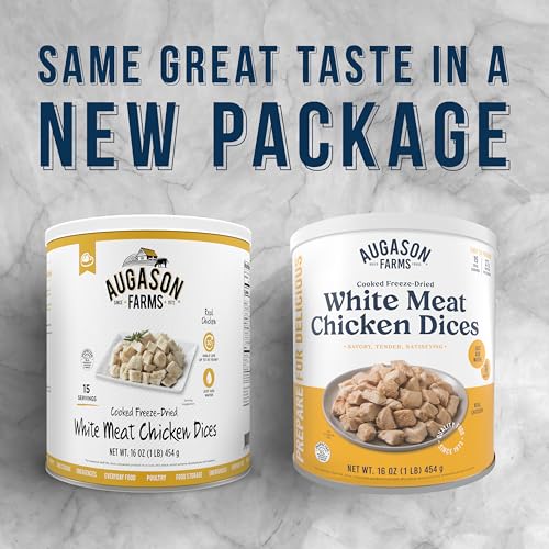 Image of Augason Farms Cooked Freeze Dried White Meat Chicken Dices Can, Emergency Food Supply, Everyday Meals, 15 Servings