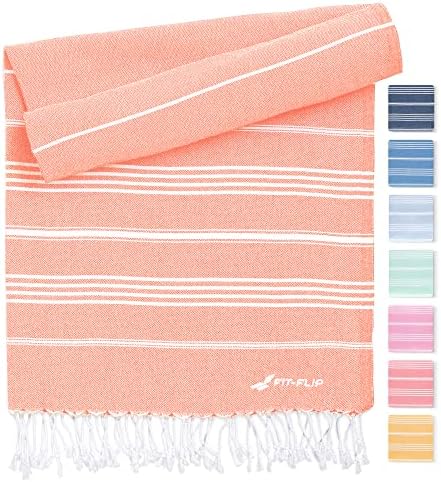 Hammam Towel - Beach Towel XXL Made from 100% Recycled Cotton - Quick-Drying Turkish hammam Beach Towels, fouta, pestemal Turkish Towels Ideal as a Turkish Blanket  Peach  100x200cm Sultan