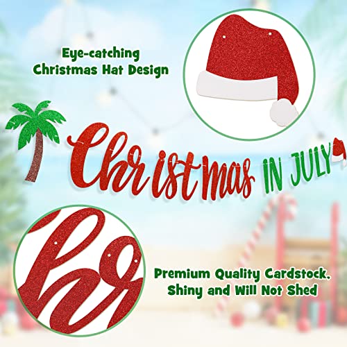 Bessmoso Christmas In July Banner Christmas In July Decorations Glitter Hanging Garland For Summer Tropical Christmas Mele Kalikimaka Christmas Holiday Party Supplies No Diy Required #TOP3