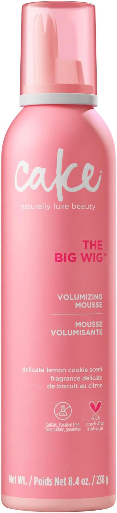 Cake Beauty Volumizing Mousse, The Big Wig - High Volume, Flexible Hold Hair Mousse with 450 F Heat Protection - For All Hair Types - 8.4 oz