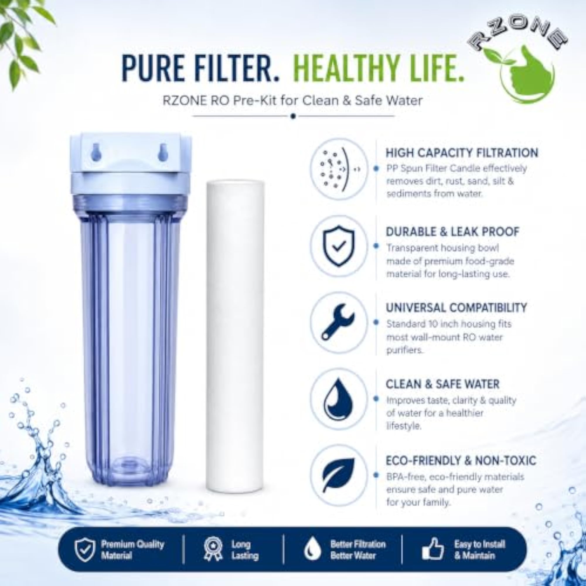 RO Pre Filter Kit with PP Spun Candle & Transparent Housing Bowl