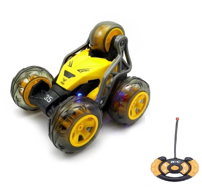 Image of Remote Control Rock Crawler Mist Smoke Spray Function, High Speed 1:18 RC Car Toys for Boys 2WD Off Road Vehicle Toy Cars for Kids Monster Truck Rock Climbing Car Toy (Stunt Cars Yellow)
