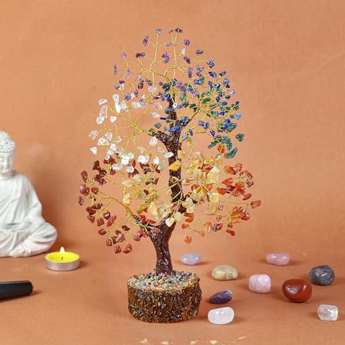 Image of Birthday Gifts for Women, 7 Chakra Crystal Tree with Natural Trunk