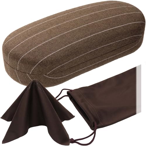 Image of MyEyeglassCase - Large Sunglasses Case - Hard Glasses Case Holder w /Pouch & Cloth - Eyeglass Case Aviator Frames Men & Women
