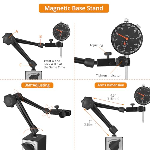 Indicateur De Test Cadran KATSU 0-10mm - Précision 0.01mm Avec Base Magnétique