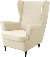 Vista 32 de Fundas para silla de ala, 2 piezas, elásticas, de elastano, con respaldo de ala, fundas para sofá, fundas protectoras de muebles, suaves con parte 9