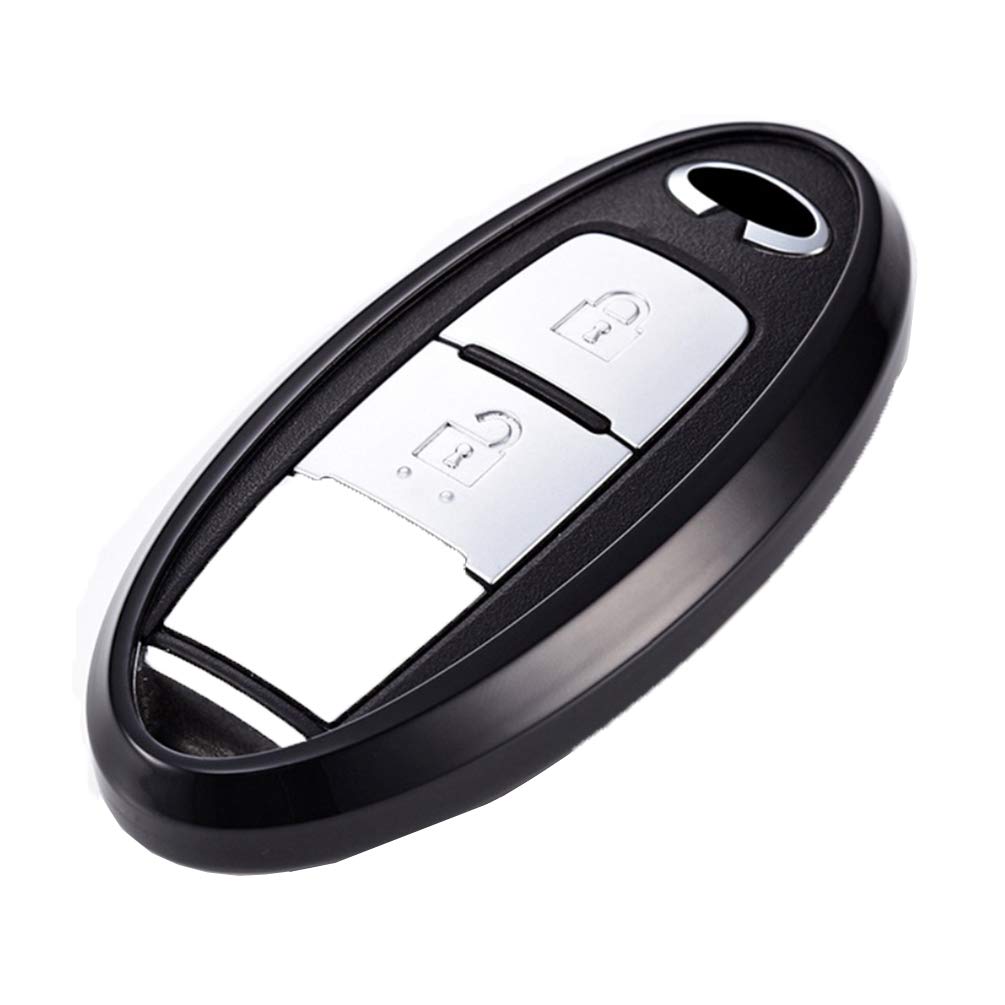 Ontto Auto Key Cover Case Holder Jacket 360 Degree Full Protection TPU Key Fob Shell with Key Chain Fit for Nissan X-Trail March Maxima Sylphy Bluebird Qashqai teana Tiida Murano Livina Kicks Black