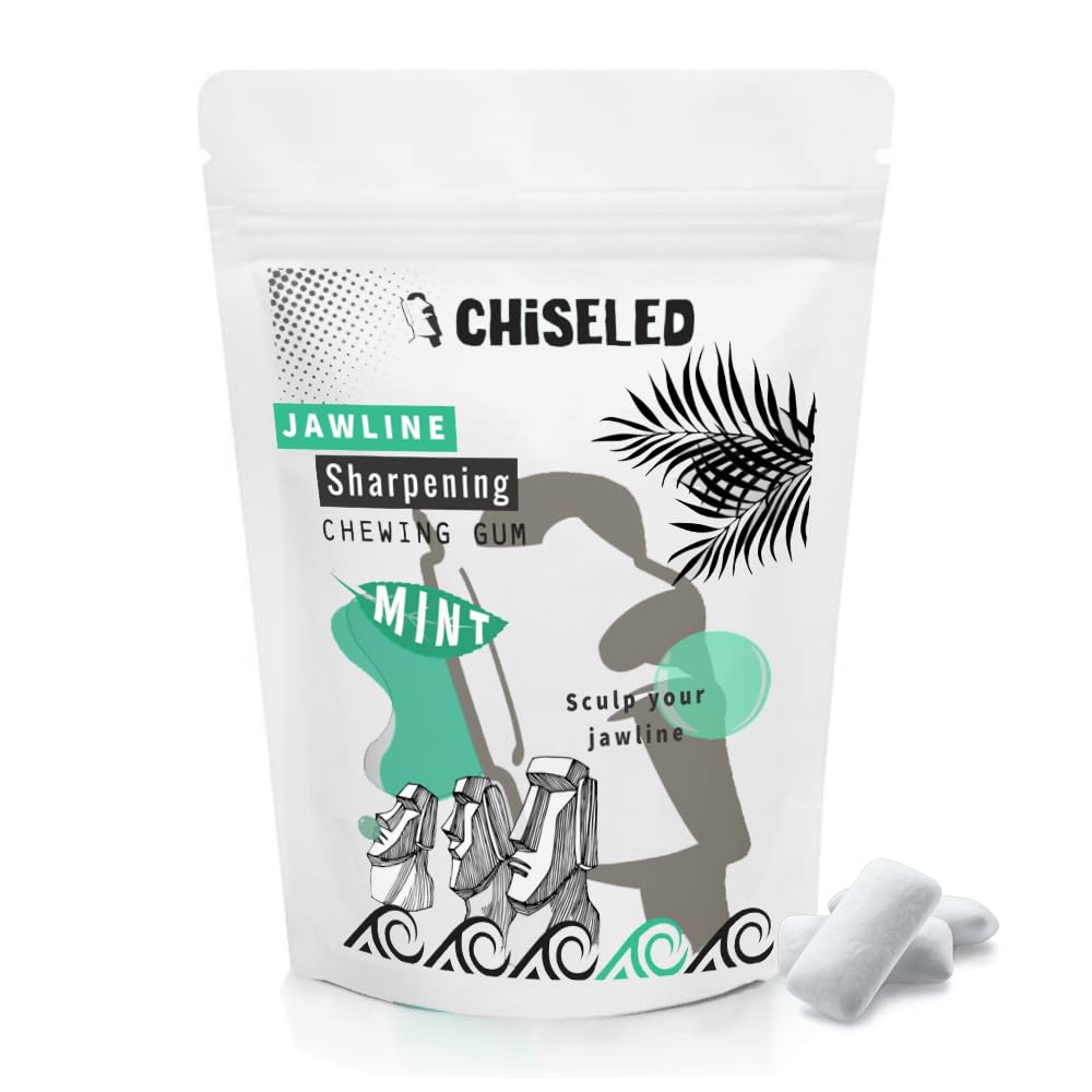 CHISELED® Jaw Exerciser Chewing Gum - Mewing- Jaw Trainer for Face Mouth, Jawline Chisel & Enhance - 2 Month Pack - Neck Exerciser - Jawline Exerciser - Trainer Men – (UK) (Mint)