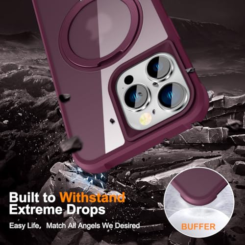 Image of Compatible with iPhone 15 Pro Case with Stand 6.1 inch,Wine Red
