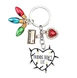 Jendfert Stranger Things Keychain key chain Friendship Gifts Keychain Friends Don't Lie Merchandise Halloween Collection Gift Friendship Forever (Heart 1)