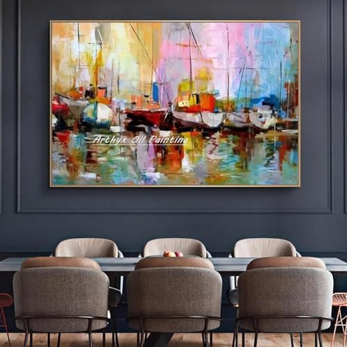 Tableau mural pour salon design avec paysage de bateaux
