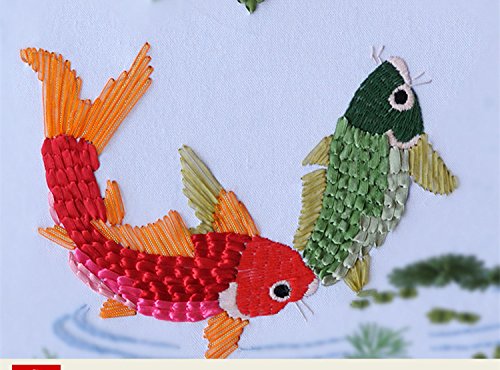 Silk Ribbon Embroidery Kit Handmade For Beginner Oriental Wall Hanging Art Asian Decoration (No Frame) #TOP4