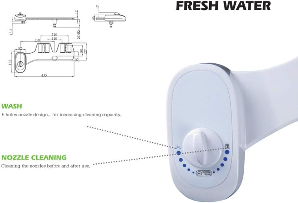 Bidet Toilet Seat Attachment, Nozzle Self- Cleaning, Fresh Water Spray Non-Electric Mechanical Bidet Toilet Seat Attachment, Flushing Sanitary Device,Save Toilet Paper (White)