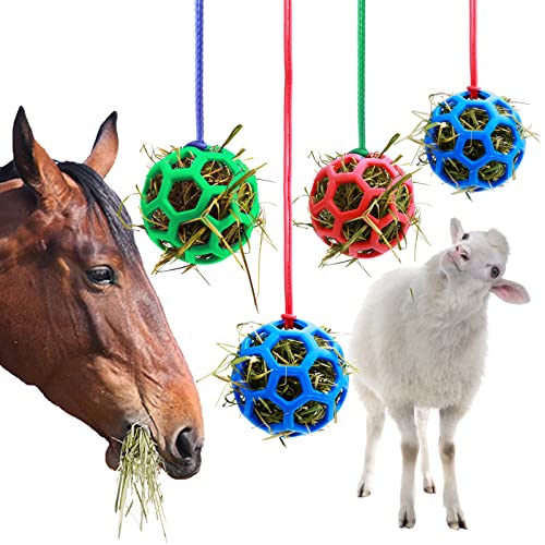 Woiworco 4 Packs Horse Treat Balls, Hay Balls For Horses And Goats, Horse Stall Toys For Boredom Horses, Slow Feed Hay Balls, Goat Toys Hanging Feeding Balls For Horses Goats To Play With And Feeding #TOP24