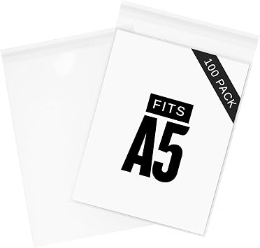 HNTR A5 Cello Bags for Prints & Cards | 100 Pack | 155x214 mm | 40 Micron