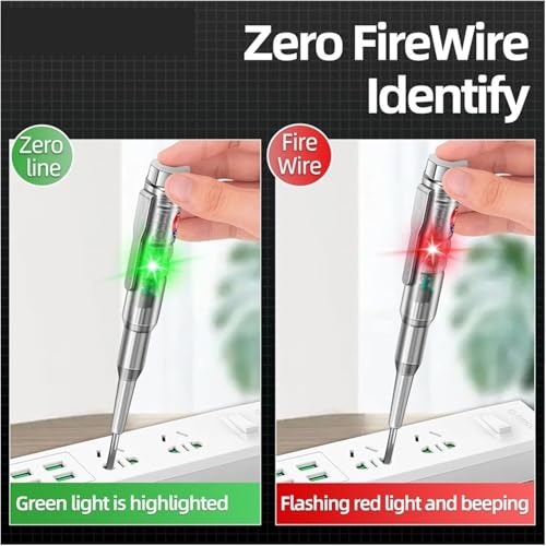 Image of Electrical Current Pen 70-250V AC Voltage Non-Contact Power Detector Pen Line Fault Plug Tester Electrical Circuit for Wiring Issues LED Indicator Built in Screwdriver (Pack - 4pcs)